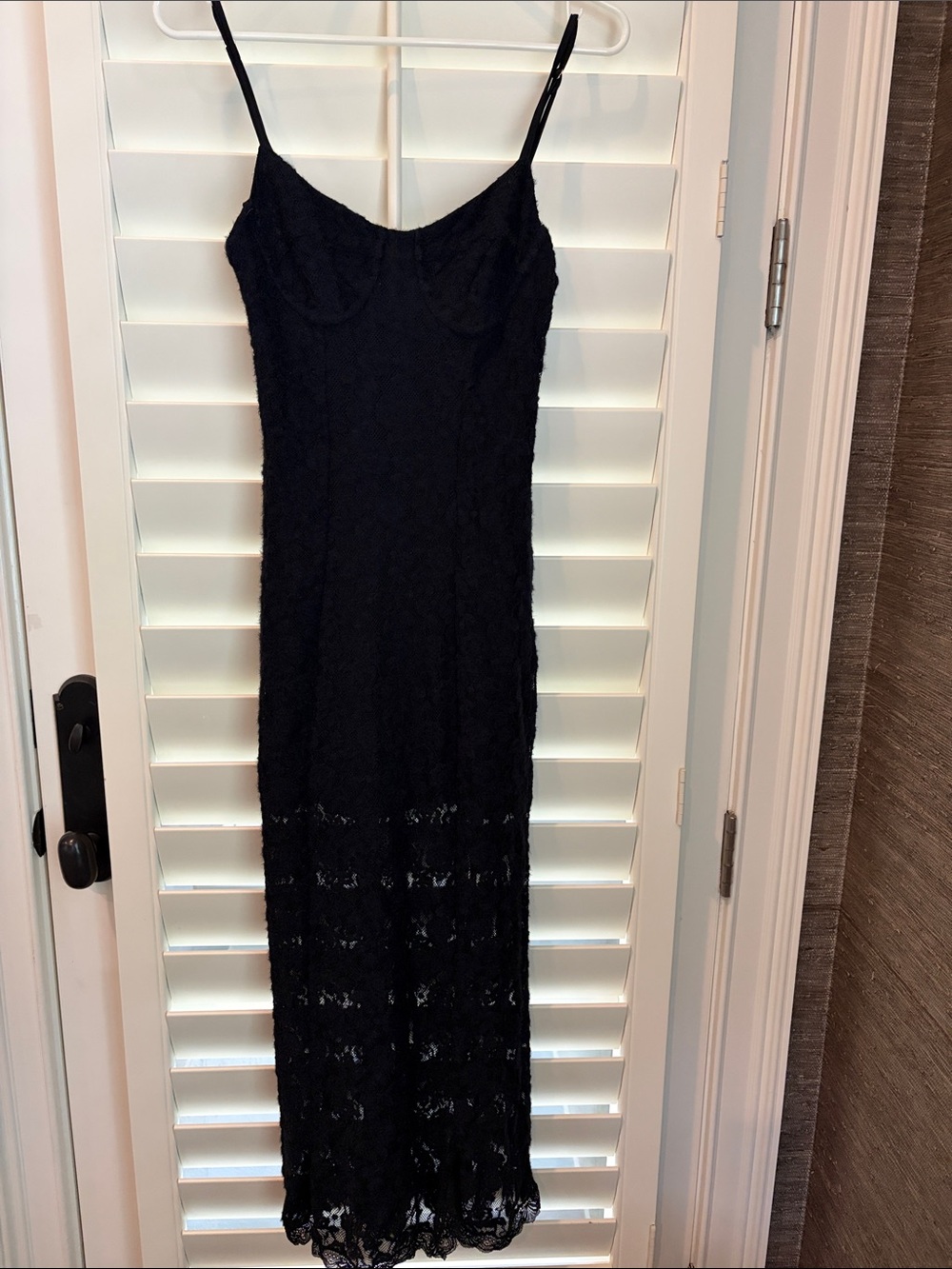 LoveShackFancy Black Lace Maxi Slip Dress small
